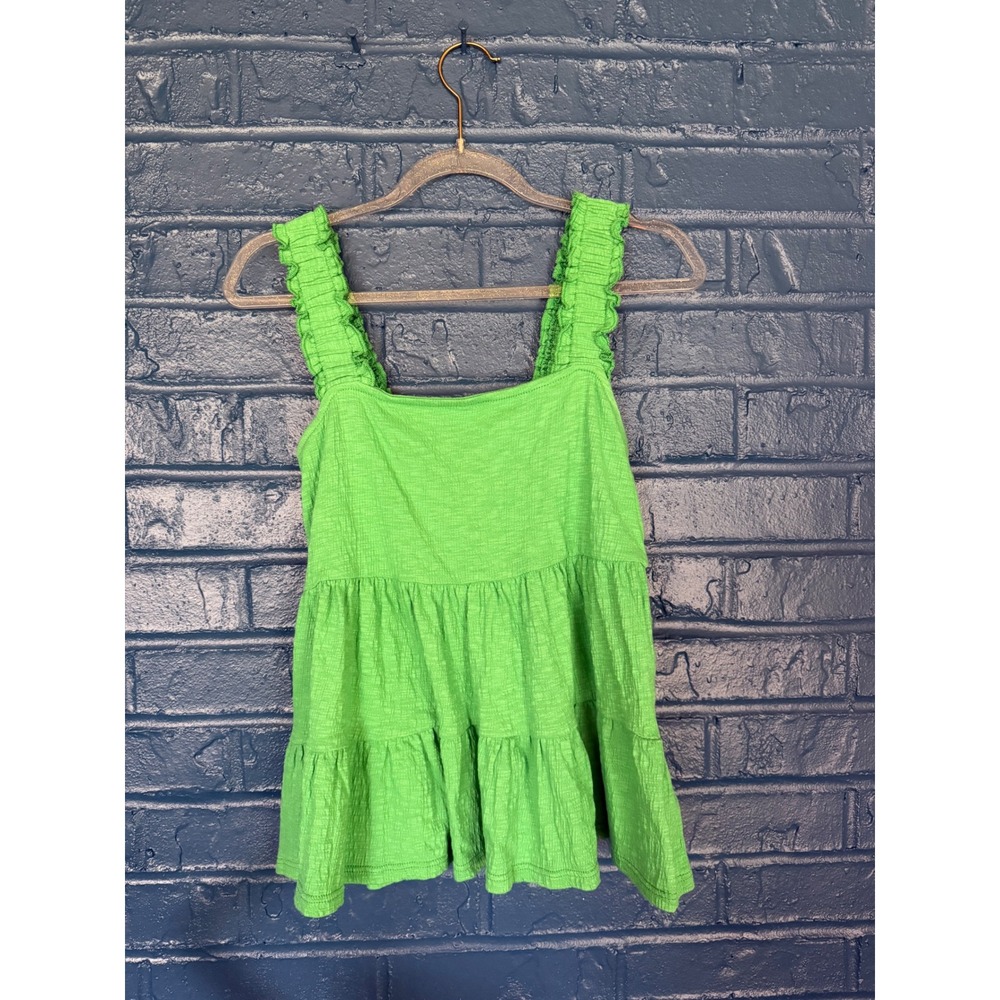 Altar'd‎ State Women Green Ruffle Strap Tiered Babydoll Tank Top Size M